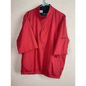 FootJoy DryJoys Red Short Sleeve 1/2 Zip Rain Windbreaker Jacket Men Size Large